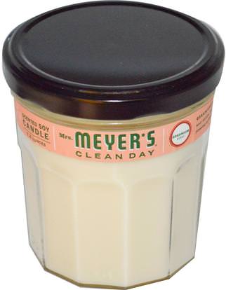 Mrs. Meyers Clean Day, Scented Soy Candle, Geranium Scent, 7.2 oz ,حمام، الجمال، الشمعات