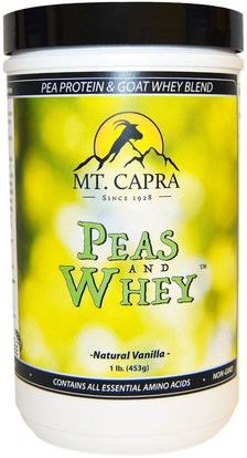 Mt. Capra, Peas & Whey, Natural Vanilla, 1 lb (453 g) ,المكملات الغذائية، بروتين مصل اللبن، بروتين البازلاء