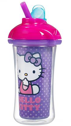 Munchkin, Hello Kitty, Insulated Straw Cup, 9 oz (266 ml) ,الأطفال الصحة، أطفال الأطعمة، أدوات المطبخ، لوحات الكؤوس السلطانيات