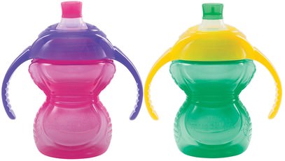 Munchkin, Reinforced Bite Proof Color Band, 2 Trainer Cups, 6+ Months, 2 Pack, 7 oz (207 ml) ,صحة الأطفال، والأغذية للأطفال