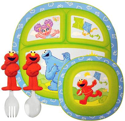 Munchkin, Sesame Street Toddler Dining Set, 4 Piece Set ,صحة الأطفال، أغذية الأطفال، تغذية الطفل والتنظيف
