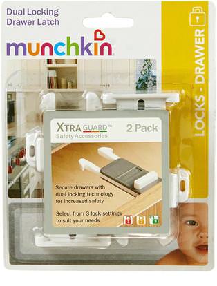 Munchkin, XtraGuard Dual Locking Drawer Latch, 2 Pack ,صحة الطفل، الطفل، الأطفال، مانشكين تشيلدبروفينغ