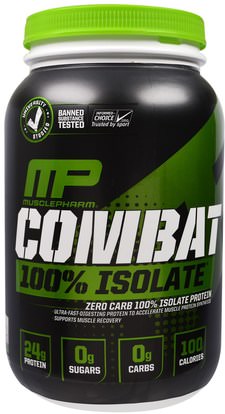 MusclePharm, Combat 100% Isolate, Vanilla, 32 oz (907 g) ,المكملات الغذائية، بروتين مصل اللبن، والرياضة