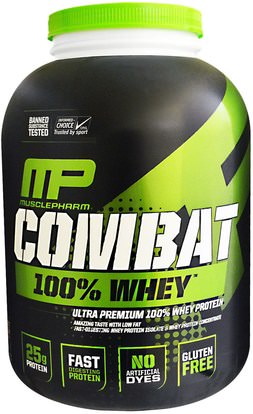 MusclePharm, Combat 100% Whey Protein, Chocolate Milk, 80 oz (2269 g) ,المكملات الغذائية، بروتين مصل اللبن، والعضلات