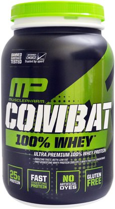 MusclePharm, Combat 100% Whey Protein, Strawberry, 2 lbs (907 g) ,المكملات الغذائية، بروتين مصل اللبن
