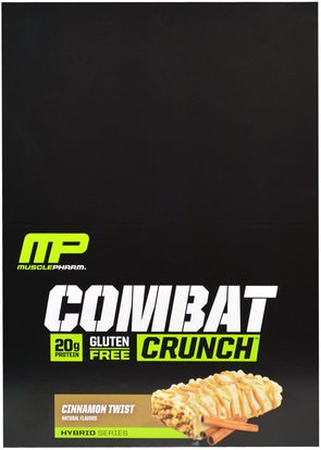 MusclePharm, Combat Crunch, Cinnamon Twist, 12 Bars, 63 g Each ,والرياضة، والبروتين أشرطة