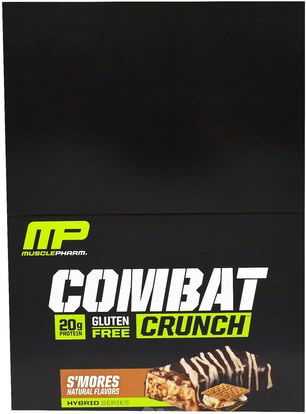 MusclePharm, Combat Crunch, Smores, 12 Bars, 2.22 oz (63 g) Each ,والرياضة، والبروتين أشرطة