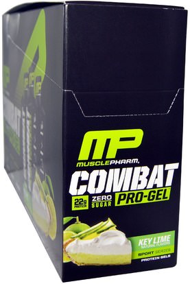 MusclePharm, Combat, Pro-Gel, Key Lime, 12 Protein Gels, 1.62 oz (46 g) Each ,والصحة، والطاقة، والرياضة، والرياضة