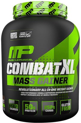 MusclePharm, Combat XL Mass Gainer, Vanilla, 96 oz (2722 g) ,المكملات الغذائية، بروتين مصل اللبن، الوزن الرابح