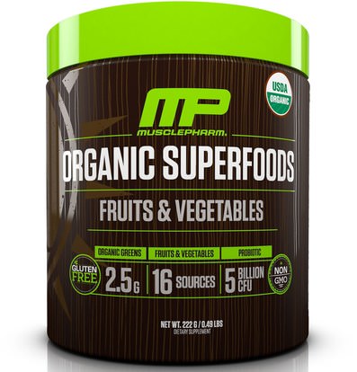 MusclePharm Natural, Organic Superfoods, Fruits & Vegetables, 0.49 lbs (222 g) ,المكملات الغذائية، سوبرفوودس