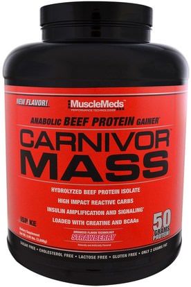 MuscleMeds, Carnivor Mass, Strawberry, 5.95 lbs (2,698 g) ,والرياضة، وتجريب، والبروتين