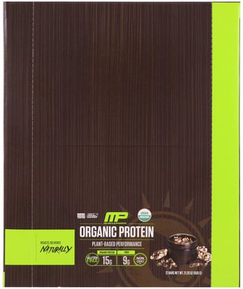 MusclePharm Natural, Organic Protein Bar, Chocolate Toffee, 12 Bars, 21.20 oz (600 g) ,والرياضة، والمكملات الغذائية، والبروتين