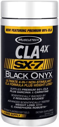Muscletech, CLA 4X, SX-7, Black Onyx, 112 Fruit Flavored Softgels ,وفقدان الوزن، والنظام الغذائي، والرياضة