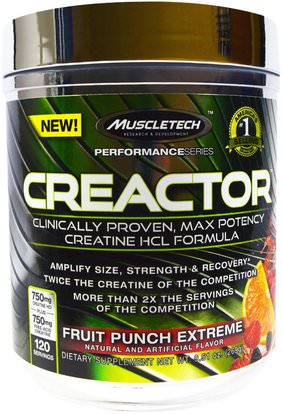 Muscletech, Creactor, Fruit Punch Extreme, 9.51 oz (269 g) ,الرياضة، الكرياتين