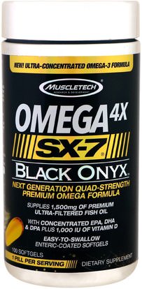 Muscletech, Omega 4X SX-7 Black Onyx, 100 Softgels ,المكملات الغذائية، إيفا أوميجا 3 6 9 (إيبا دا)، سبورتس