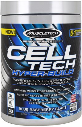 Muscletech, Performance Series, Cell Tech Hyper-Build, Blue Raspberry Blast, 1.06 lbs (482 g) ,رياضات
