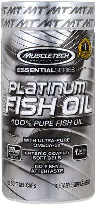 Muscletech, Platinum 100% Fish Oil, 100 Soft Gel Caps ,المكملات الغذائية، إيفا أوميجا 3 6 9 (إيبا دا)، زيت السمك