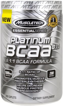 Muscletech, Platinum BCAA 8:1:1, 200 Caplets ,رياضات