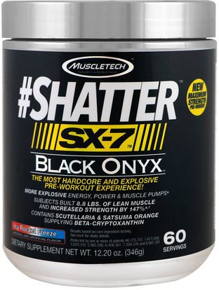 Muscletech, #Shatter, SX-7, Black Onyx, Pre-Workout, Icy Rocket Freeze, 12.20 oz (346 g) ,والصحة، والطاقة، والرياضة