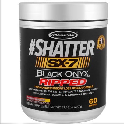 Muscletech, #Shatter, SX-7, Black Onyx, Ripped, Raspberry Lemonade, 17.16 oz (487 g) ,والصحة، والطاقة، والرياضة