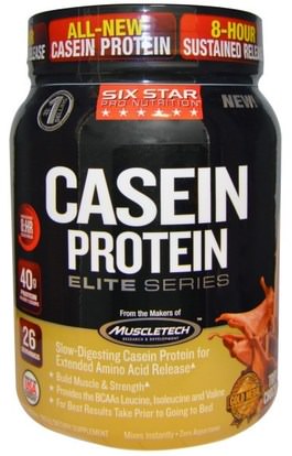Six Star, Six Star Pro Nutrition, Casein Protein, Elite Series, Triple Chocolate, 2 lbs (907 g) ,والرياضة، والرياضة