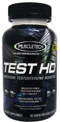 Muscletech, Test HD, Hardcore Testosterone Booster, 90 Rapid-Release Caplets ,الصحة، الرجال، الرياضة، التستوستيرون