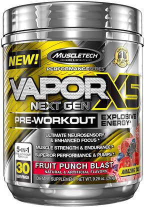Muscletech, VaporX5 Next Gen, Pre-Workout, Fruit Punch Blast, 9.28 oz (263 g) ,والرياضة، والعضلات