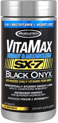 Muscletech, VitaMax, Energy & Metabolism, SX-7, Black Onyx, For Men, 120 Tablets ,وفقدان الوزن، والنظام الغذائي، والرياضة