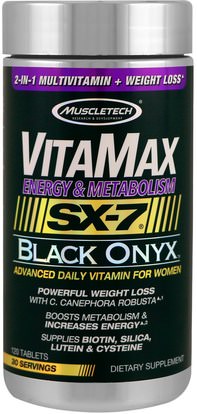Muscletech, Vitamax, Energy & Metabolism, SX-7 Black Onyx, For Women, 120 Tablets ,وفقدان الوزن، والنظام الغذائي، والرياضة