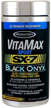 Muscletech, VitaMax Sport, SX-7, Black Onyx, For Men, 120 Tablets ,وفقدان الوزن، والنظام الغذائي، والرياضة