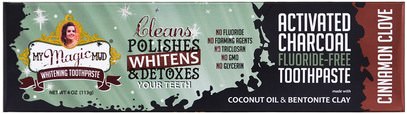 My Magic Mud, Activated Charcoal, Fluoride-Free, Whitening Toothpaste, Cinnamon Clove, 4 oz (113 g) ,حمام، الجمال، شفهي، الأسنان، تهتم، معجون أسنان
