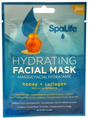 My Spa Life, SpaLife, Hydrating Facial Mask, Face, 1 Facial Mask, 0.81 oz (23 g) ,الجمال، أقنعة الوجه، أقنعة ورقة