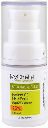 MyChelle Dermaceuticals, Perfect C Pro Serum, Normal,.5 fl oz (15 ml) ,الجمال، حمض الهيالورونيك الجلد، العناية بالوجه، اشراق العناية الوجه