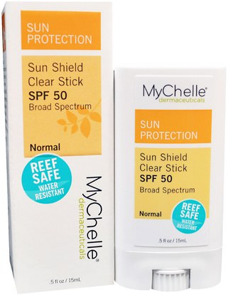 MyChelle Dermaceuticals, Sun Shield Clear Stick, SPF 50, Normal.5 fl oz (15 ml) ,حمام، الجمال، واقية من الشمس، العناية بالوجه، حروق الشمس حماية الشمس