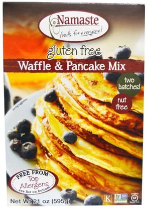 Namaste Foods, Gluten Free Waffle & Pancake Mix, 21 oz (595 g) ,الطعام، فطيرة و الهراء مزيج