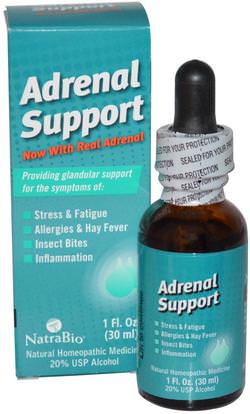NatraBio, Adrenal Support, 1 fl oz (30 ml) ,المكملات الغذائية، الكظرية، والطاقة