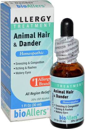 NatraBio, bioAllers, Allergy Treatment, Animal Hair & Dander, 1 fl oz (30 ml) ,والمكملات الغذائية، المثلية، والحساسية، والحساسية