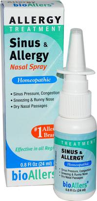 NatraBio, BioAllers, Sinus & Allergy Nasal Spray, Allergy Treatment, 0.8 fl oz (24 ml) ,والمكملات الغذائية، المثلية، والحساسية، والحساسية