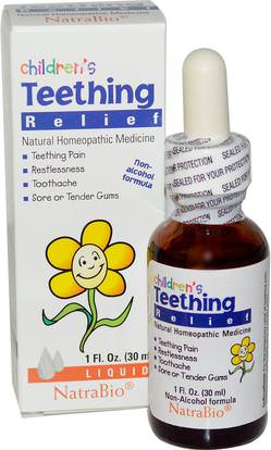 NatraBio, Childrens Teething Relief, Non-Alcohol Formula, Liquid, 1 fl oz (30 ml) ,صحة الطفل، التسنين الطفل