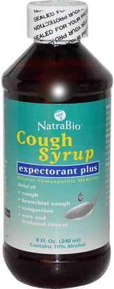 NatraBio, Cough Syrup, Expectorant Plus, 8 fl oz (240 ml) ,والصحة، والانفلونزا الباردة والفيروسية والبرد والانفلونزا، شراب السعال