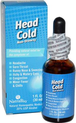 NatraBio, Head Cold, 1 fl oz (30 ml) ,والصحة، والانفلونزا الباردة والفيروسية والبرد والانفلونزا