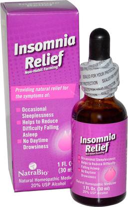 NatraBio, Insomnia Relief, 1 fl oz (30 ml) ,والمكملات الغذائية، والنوم