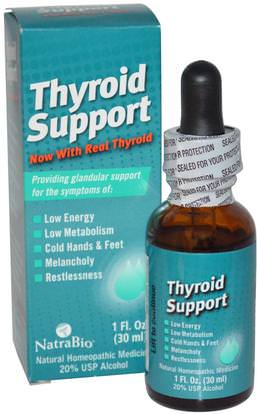 NatraBio, Thyroid Support, 1 fl oz (30 ml) ,المكملات الغذائية، المثلية، الصحة، الغدة الدرقية