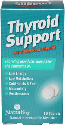 NatraBio, Thyroid Support, 60 Tablets ,المكملات الغذائية، المثلية، الصحة، الغدة الدرقية