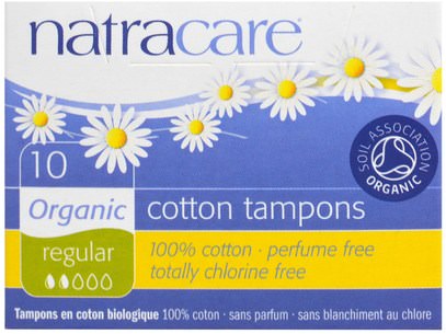 Natracare, Organic Cotton Tampons, Regular, 10 Tampons ,حمام، الجمال، المرأة