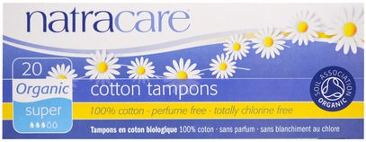 Natracare, Organic Cotton Tampons, Super, 20 Tampons ,الصحة، المرأة