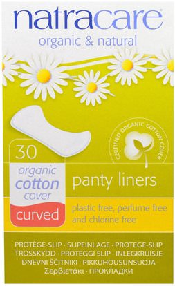 Natracare, Organic & Natural Panty Liners, Curved, 30 Liners ,الصحة، المرأة