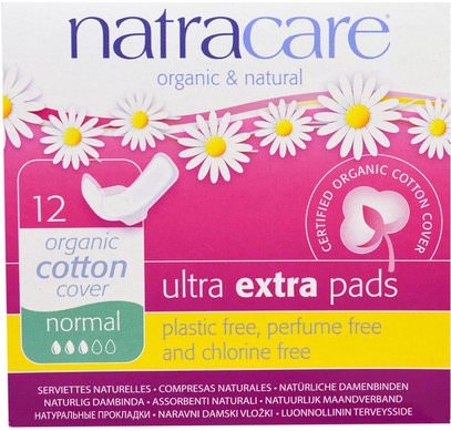 Natracare, Organic & Natural, Ultra Extra Pads, Normal, 12 Pads ,حمام، الجمال، المرأة، ناتراكار، الترابط، بادس