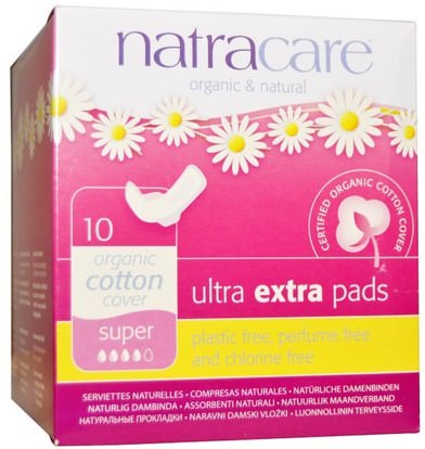 Natracare, Organic & Natural Ultra Extra Pads, Super, 10 Pads ,حمام، الجمال، المرأة، ناتراكار، الترابط، بادس