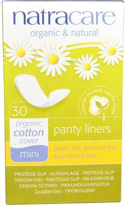 Natracare, Panty Liners, Organic Cotton Cover, Mini, 30 Liners ,الصحة، المرأة